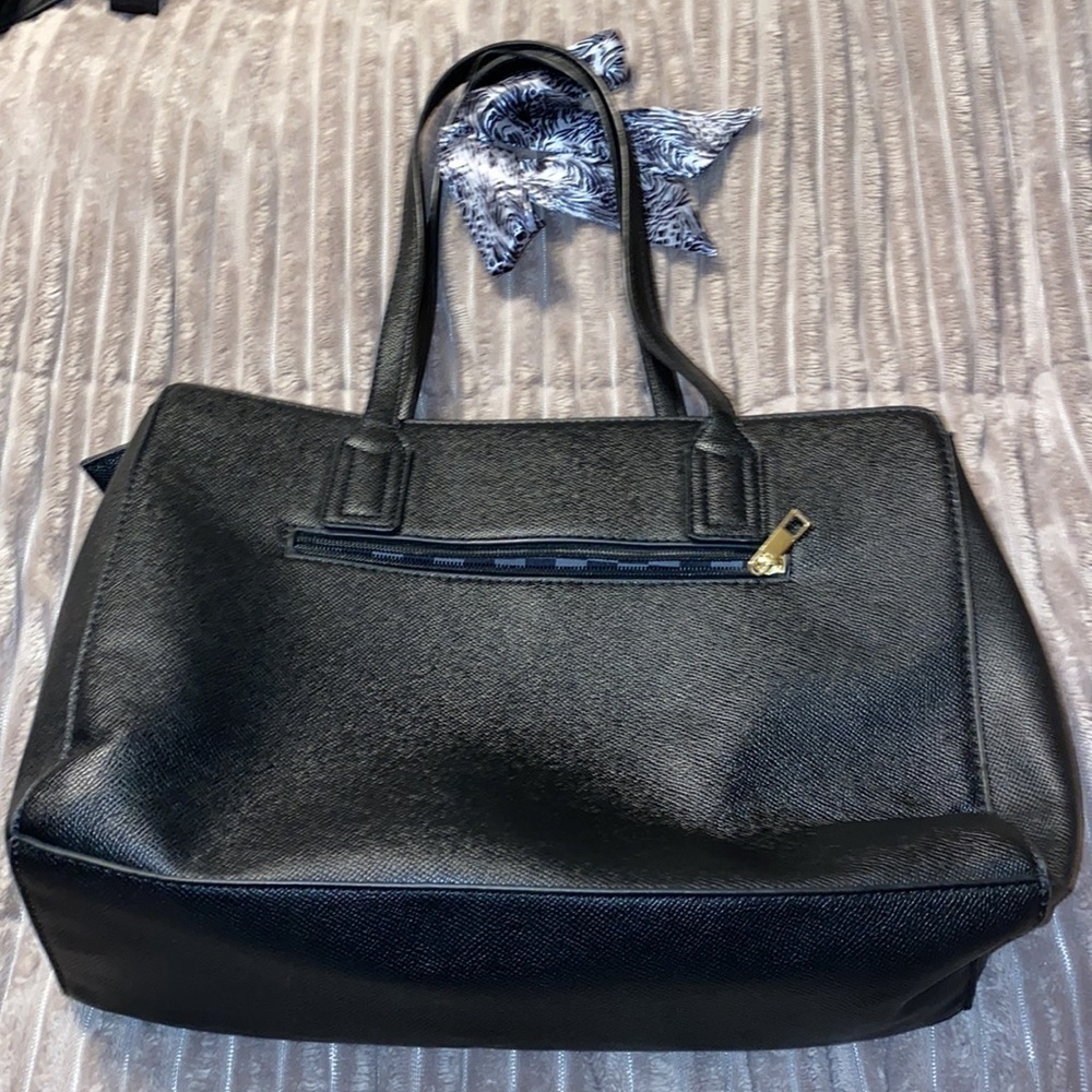 London fog black bag shoulder bag with ribbon multi pocket medium size - Picture 5 of 8